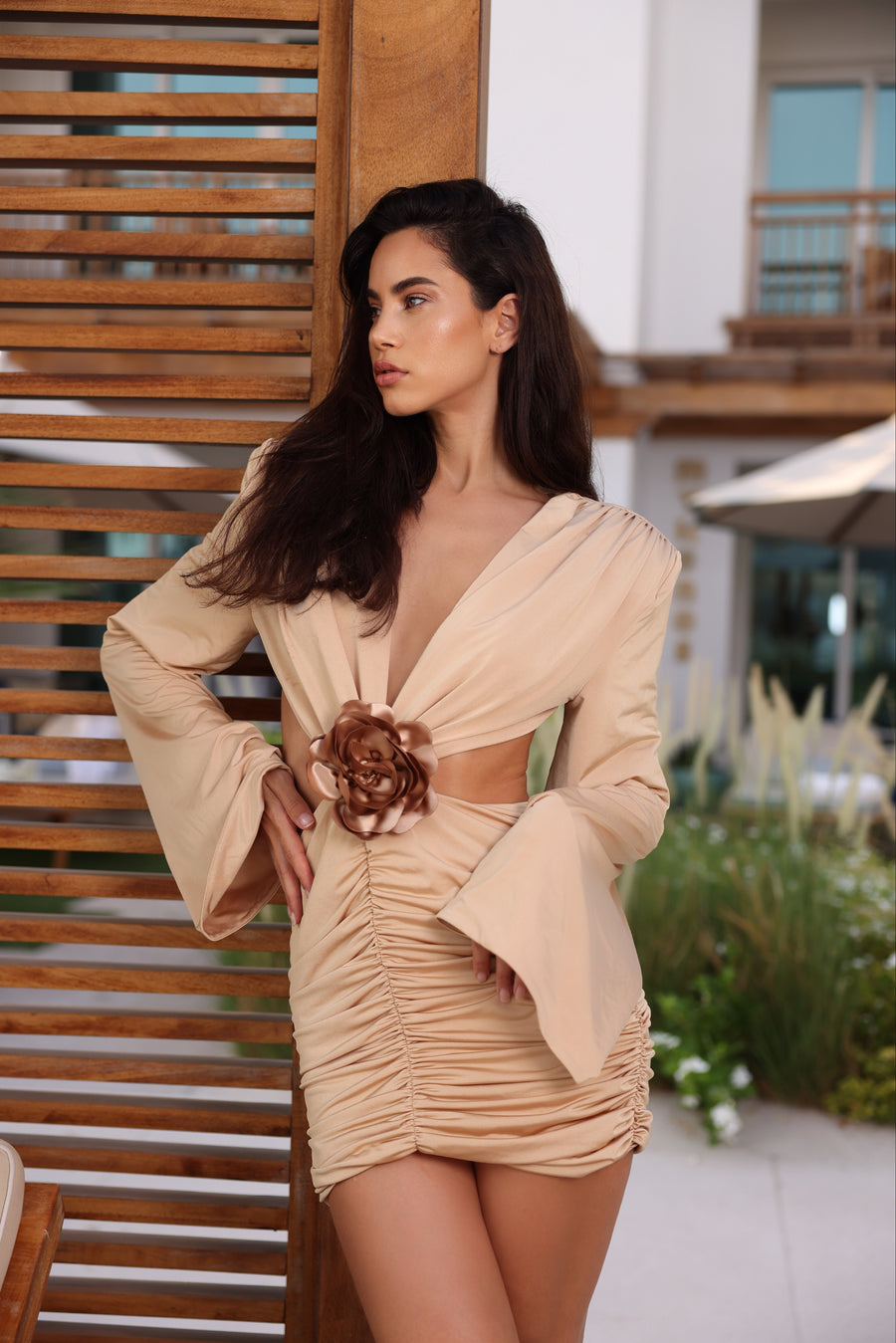 Gia mini dress - gold and brown